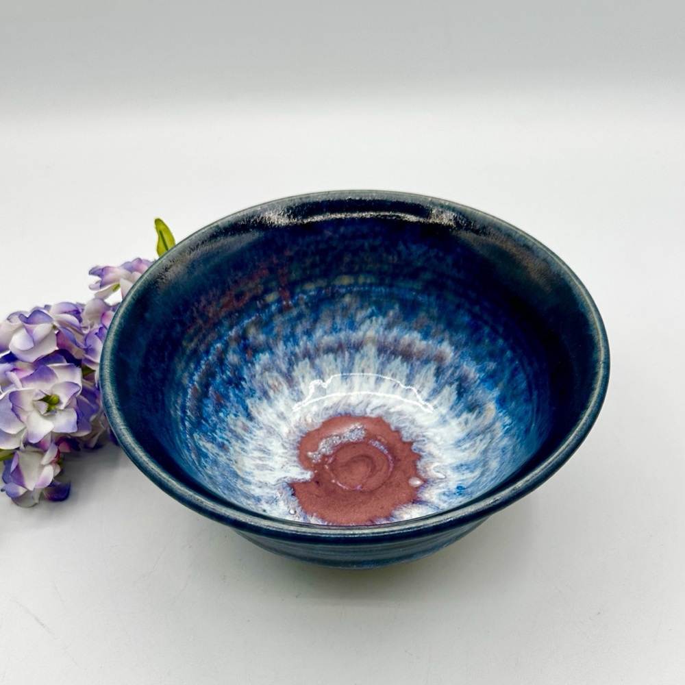 Beautiful Pottery Blue Glazed Bowl. Signed by the southwest artist Judy Smith.